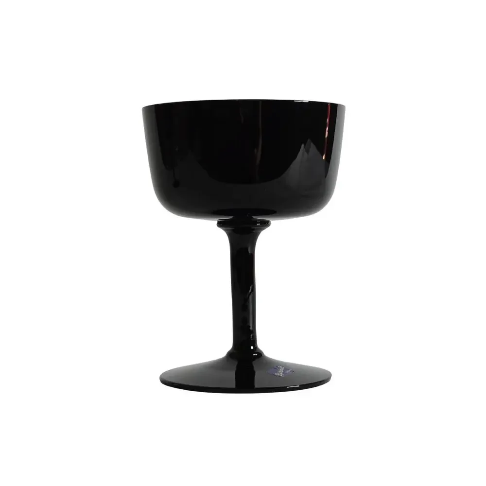 Swedish Black Crystal Champagne Coupe Glass Bjorkshult Scan Hans Christia Wagner